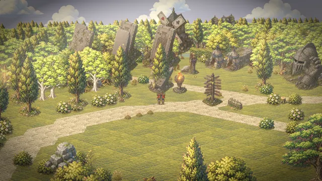 Southwest High Arcana, green meadows and standing stones.