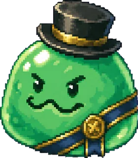 Sir Reginald Slime, a green slime in a top hat.
