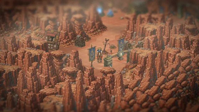 The red rock spires of the Rustmarch.